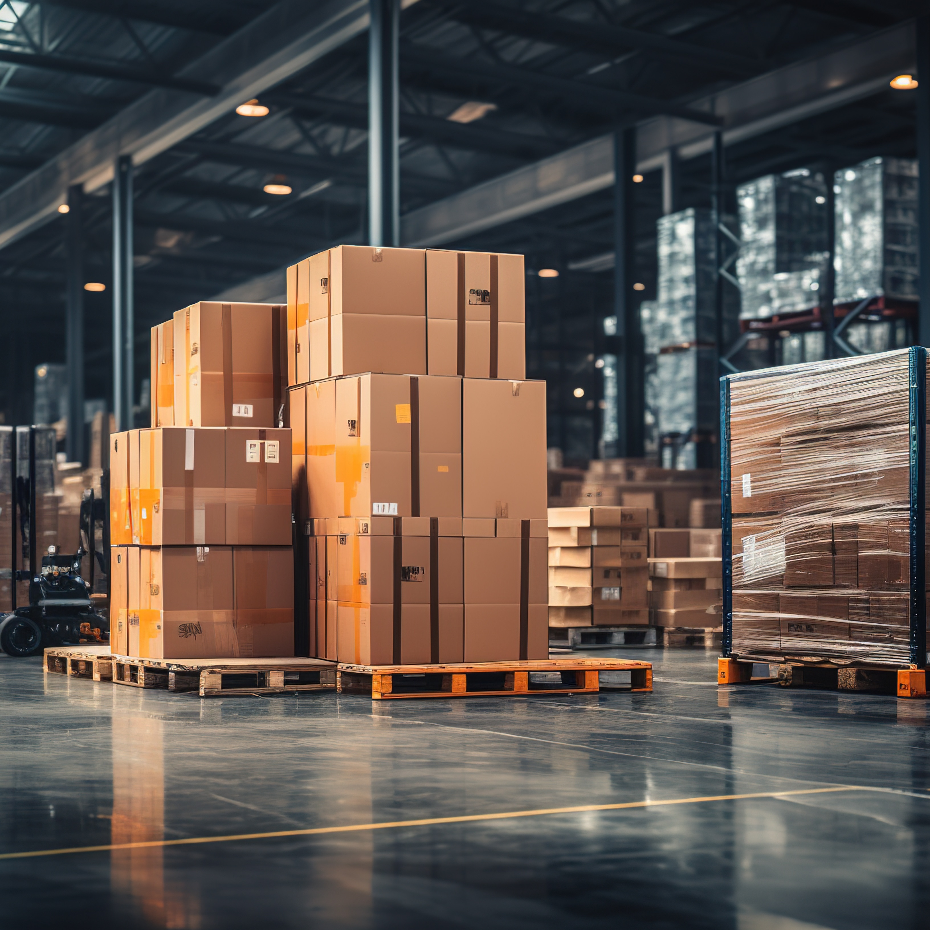 Level 2 ABC Rebalancer Agent - stacked warehouse pallets representing inventory classification and rebalancing.
